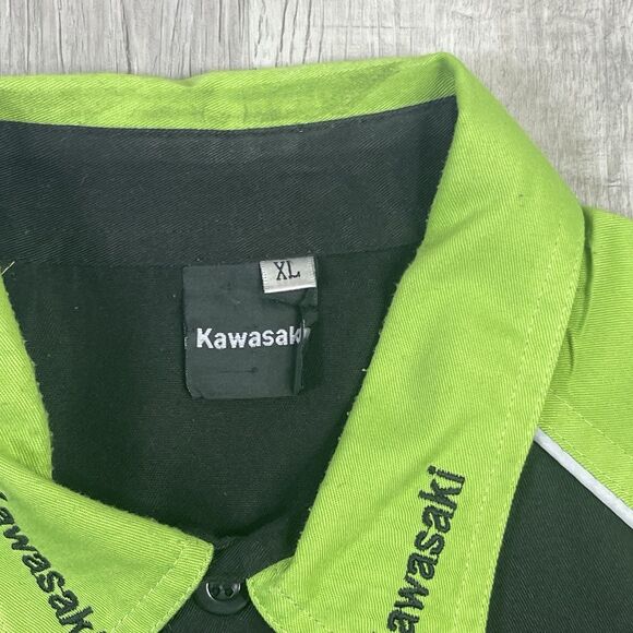 Kawasaki Monster Pro Racing Shirt Size XL Extra Large Button Down Green Black N - Picture 6 of 14
